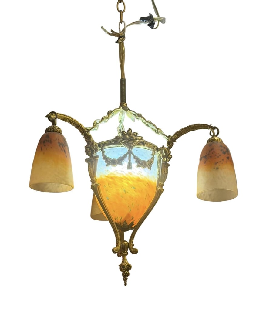 Antique French Art Deco Chandelier Attributed to Muller Freres - 7