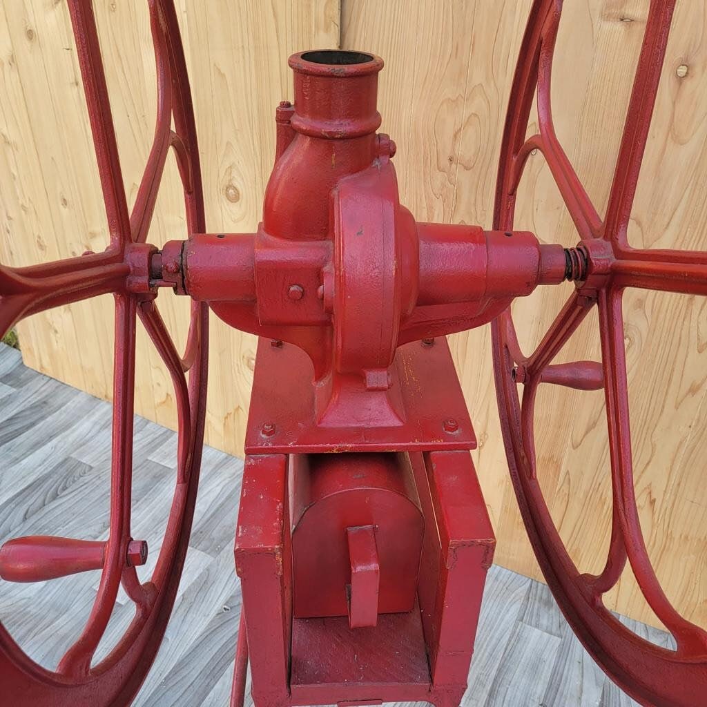Antique Red Cast Iron Fairbanks Morse and Co Chicago Double Wheel Coffee Mill Grinder - 7