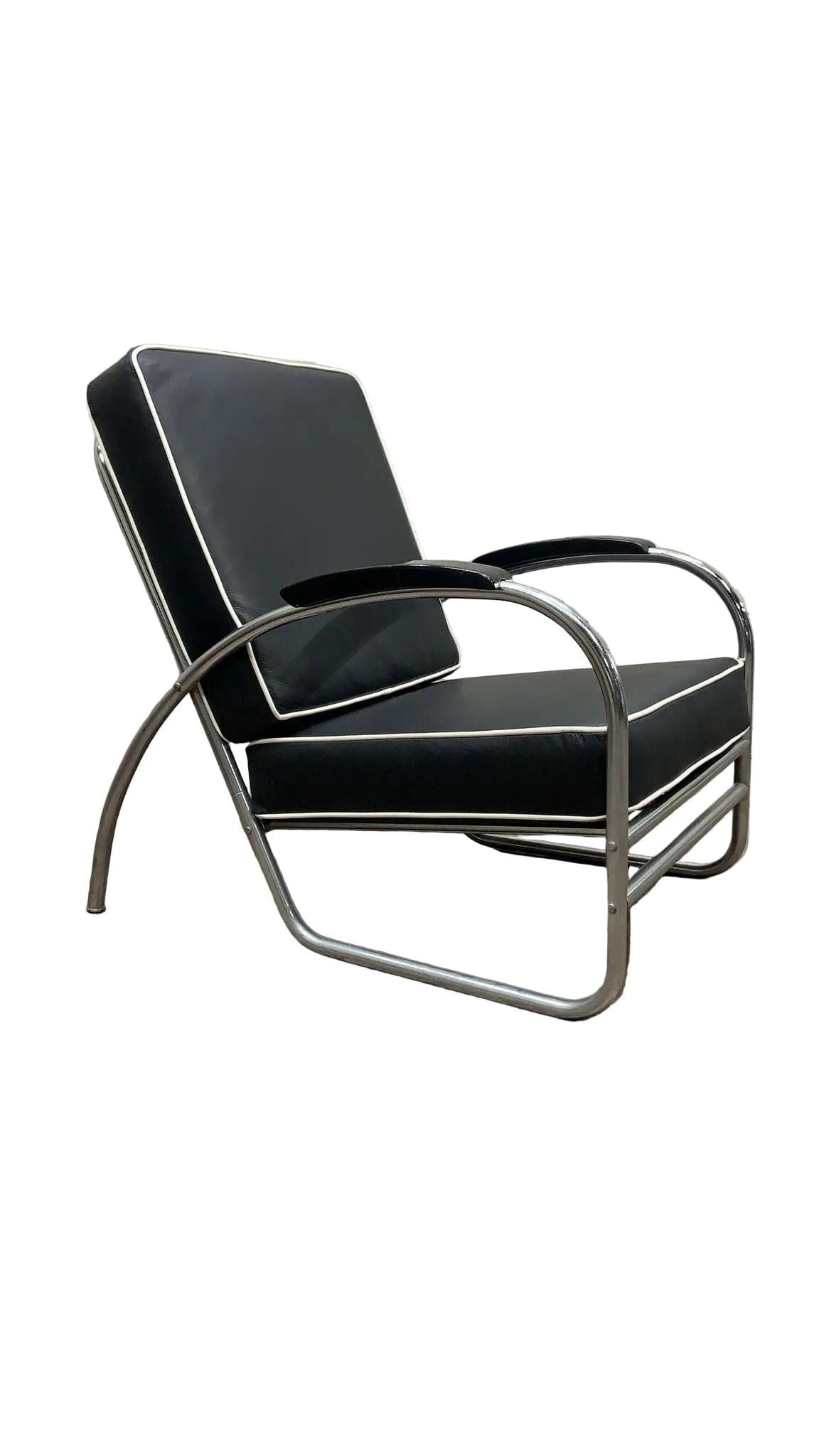 Art Deco Tubular Sofa & Lounge Chair by Kem Weber Newly Reupholstered - 4