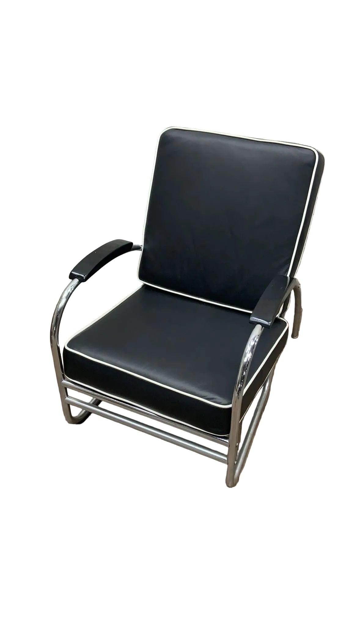 Art Deco Tubular Sofa & Lounge Chair by Kem Weber Newly Reupholstered - 7