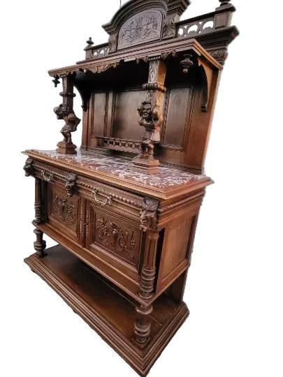 Antique French Gothic Figural Cabinet - 3