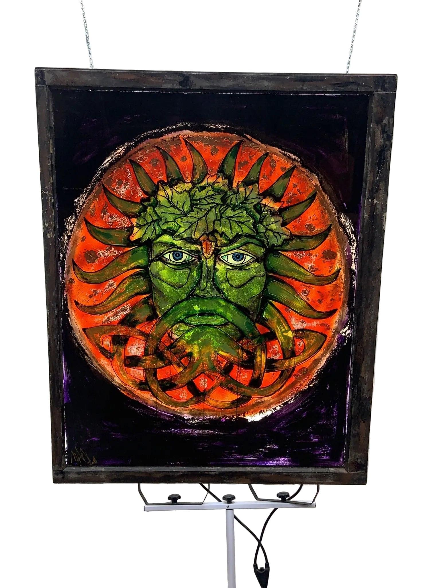 Vintage Reverse Painted Glass Wall Art Signed by Mark Narens - 3
