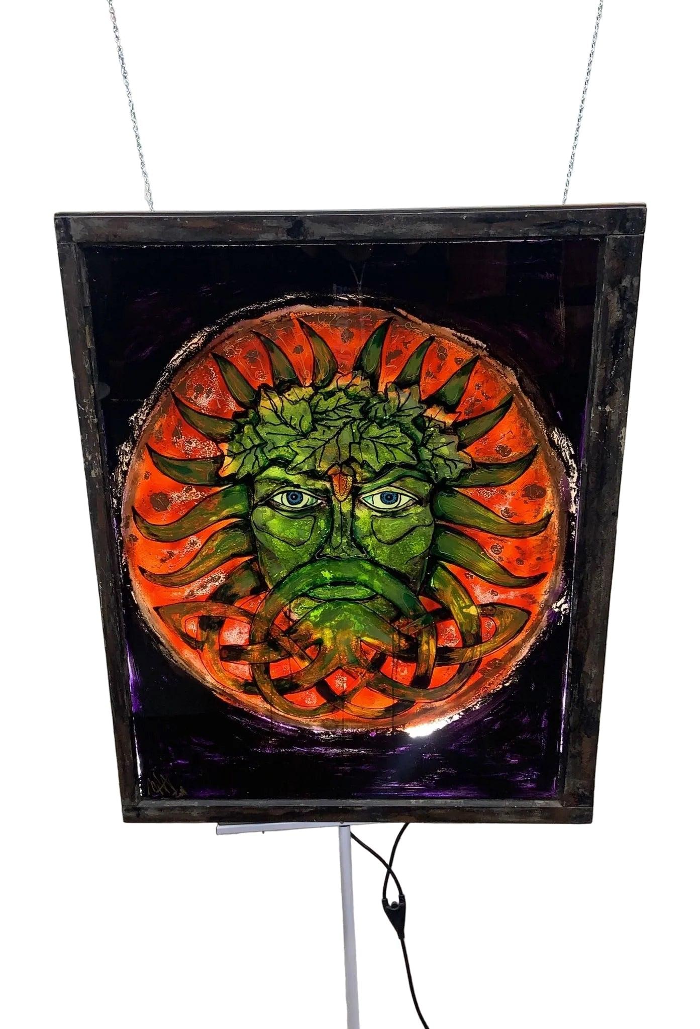 Vintage Reverse Painted Glass Wall Art Signed by Mark Narens - 4