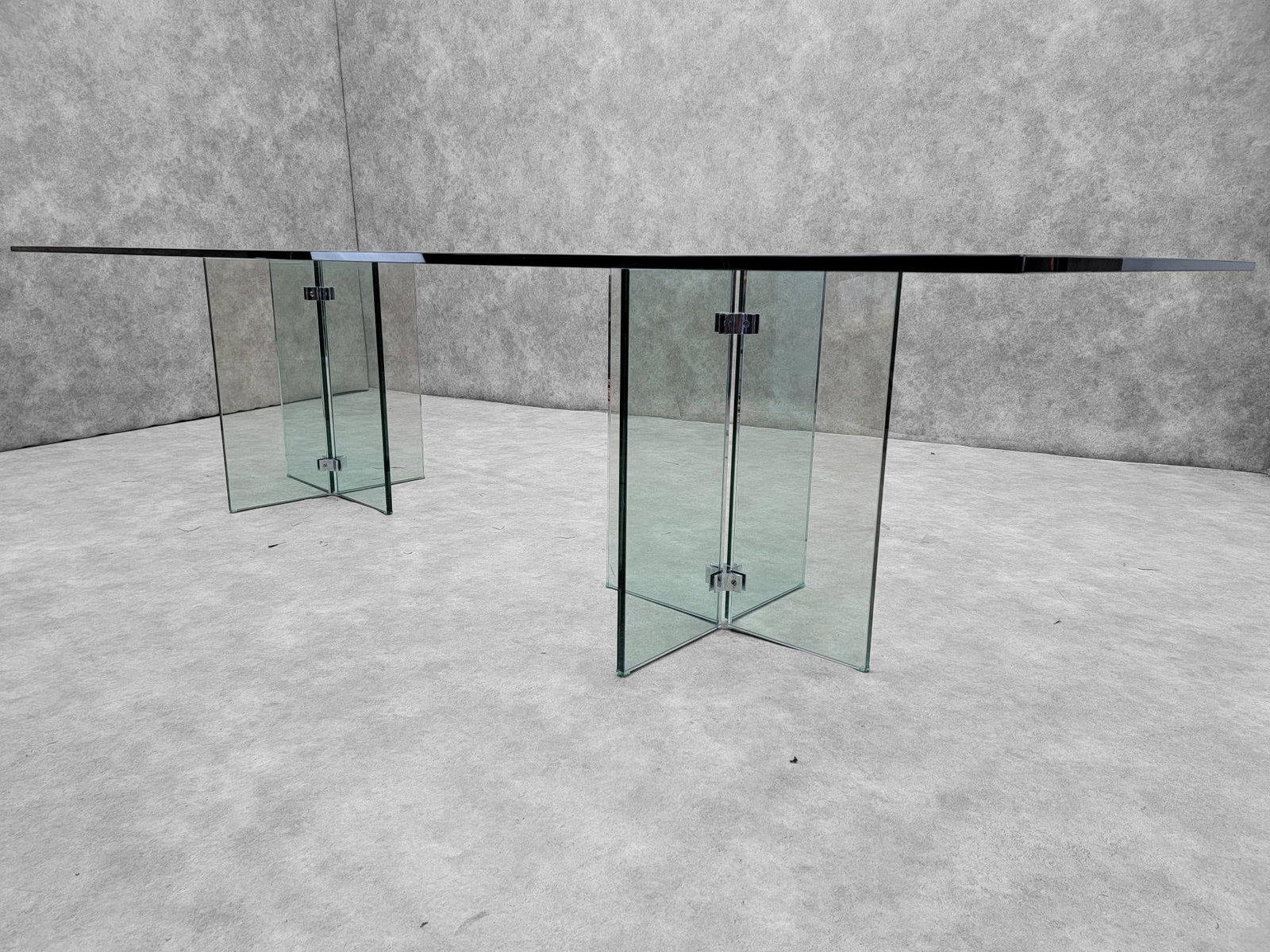 MCM Peter Ghyczy Style Beveled Glass Top Pedestal Dining/Table/ Desk - 5