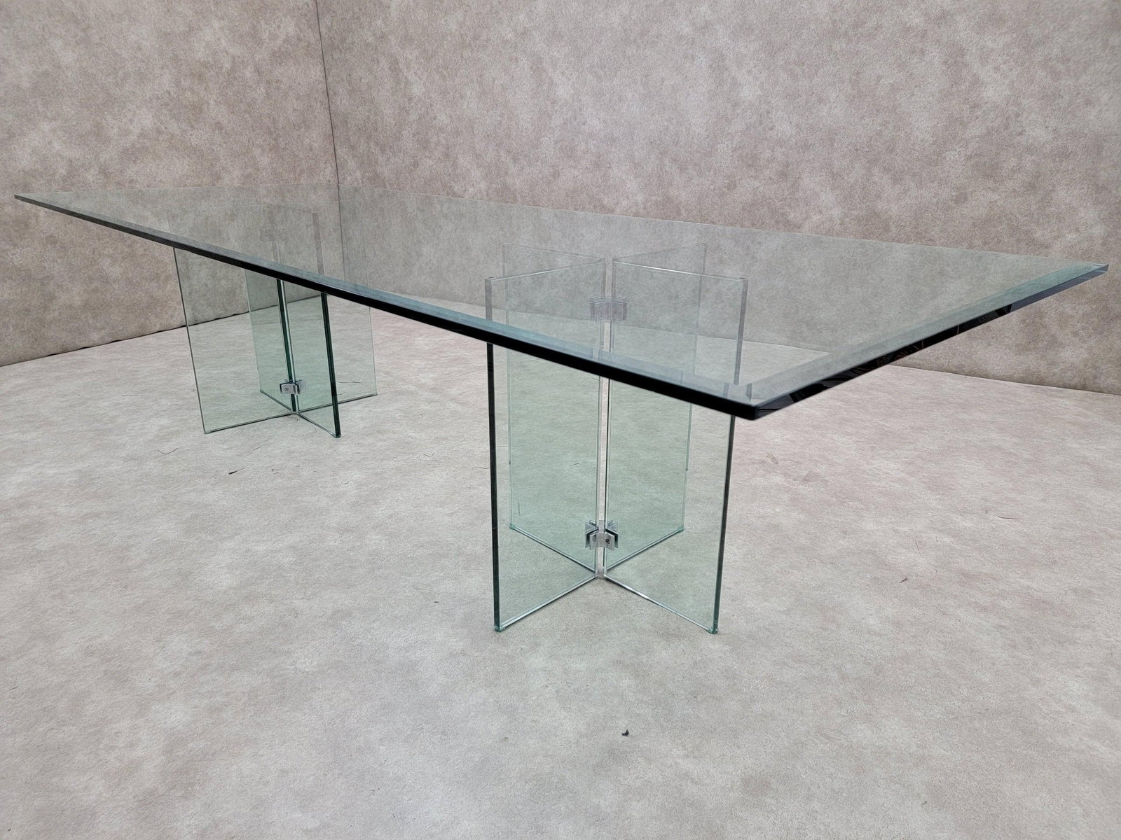 MCM Peter Ghyczy Style Beveled Glass Top Pedestal Dining/Table/ Desk - 9