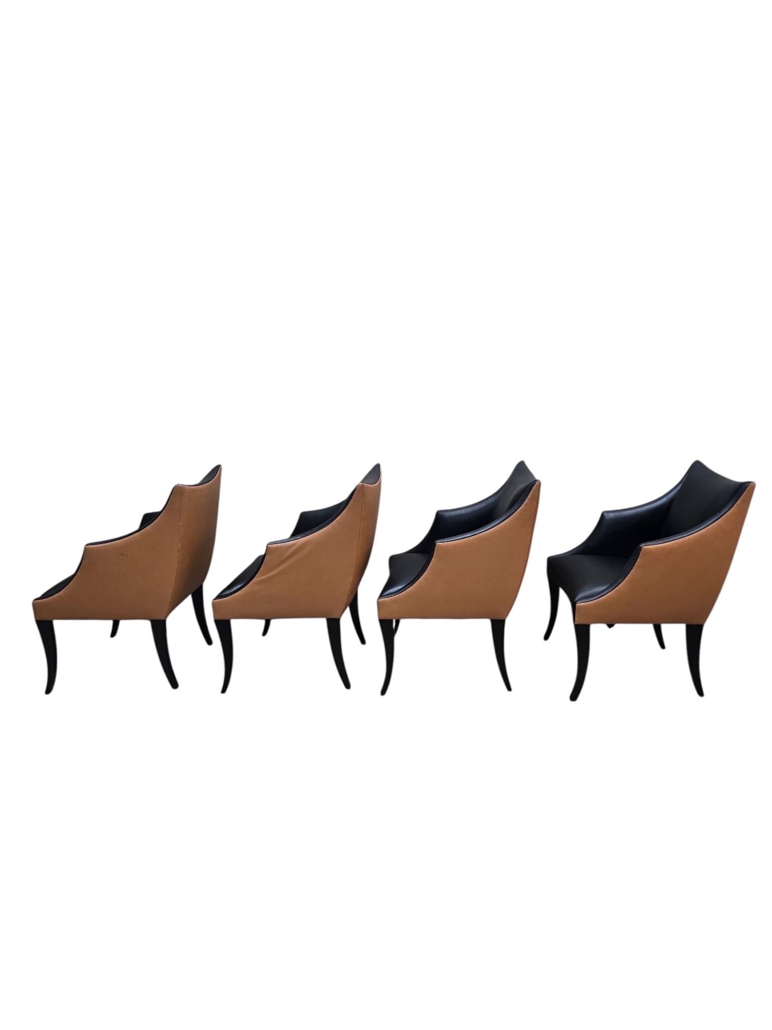 Vintage Contemporary Serpentine Two Toned Leather Armchairs by Donghia - 4 - 2