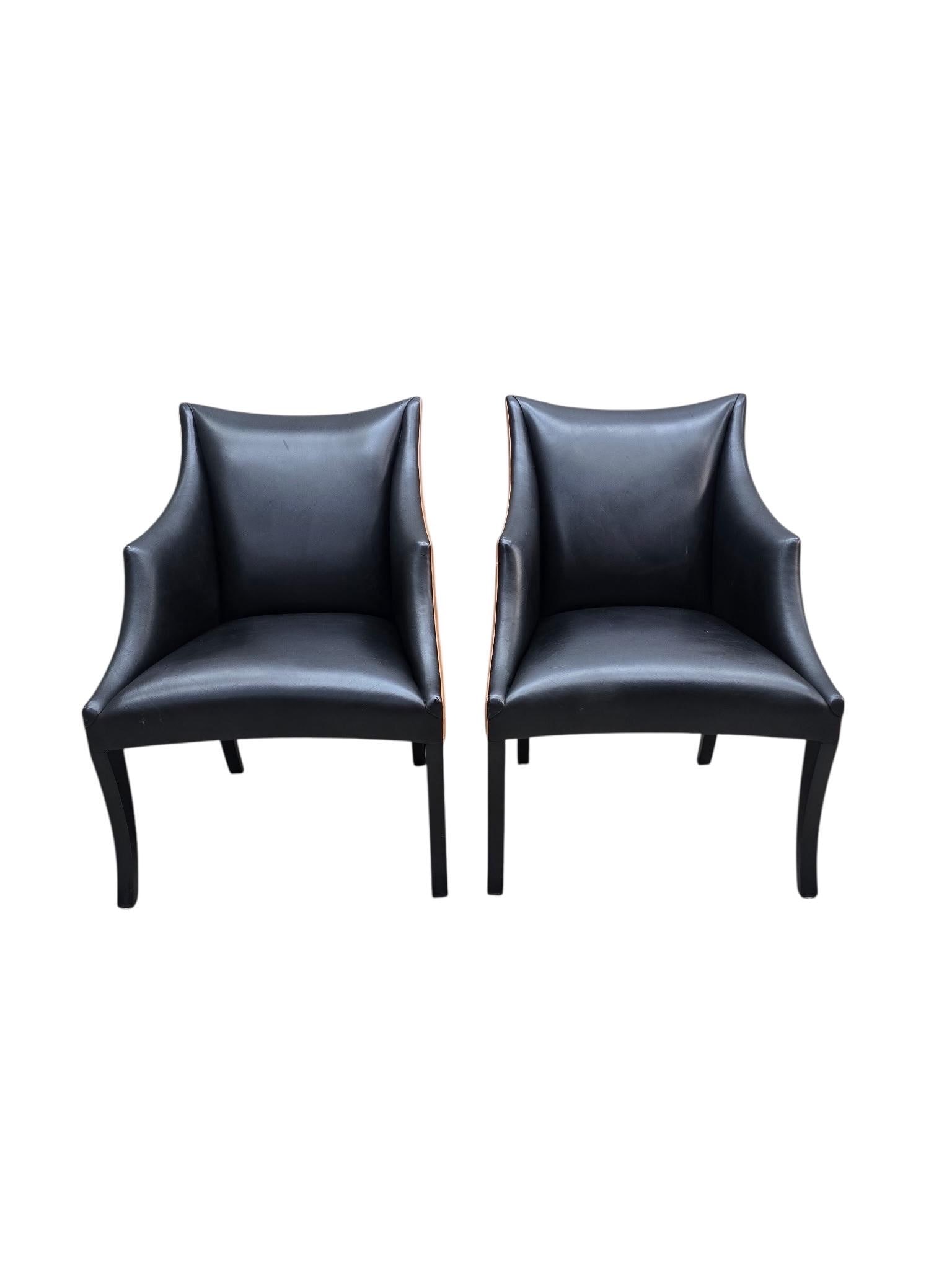 Vintage Contemporary Serpentine Two Toned Leather Armchairs by Donghia - 4 - 7