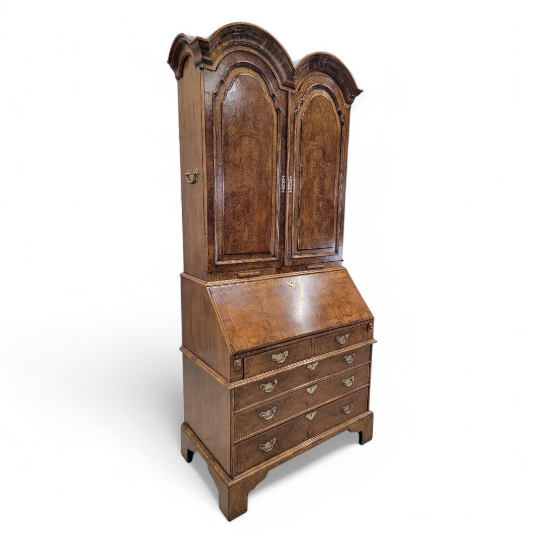 Vintage George III Style Burton-Ching Burl Walnut Secretary Desk Bookcase - 2