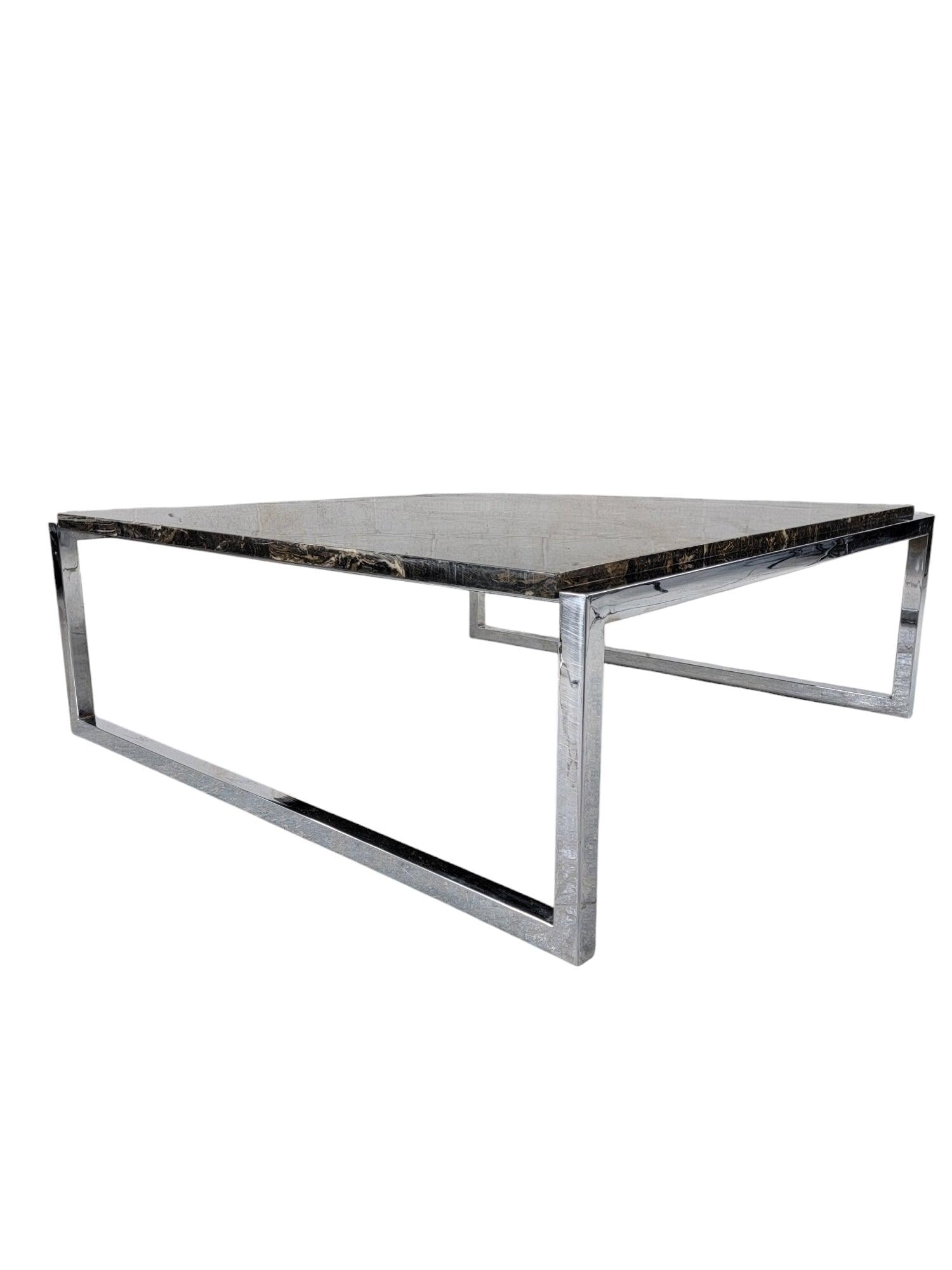 MCM Italian Granite Chrome Coffee Table - 3