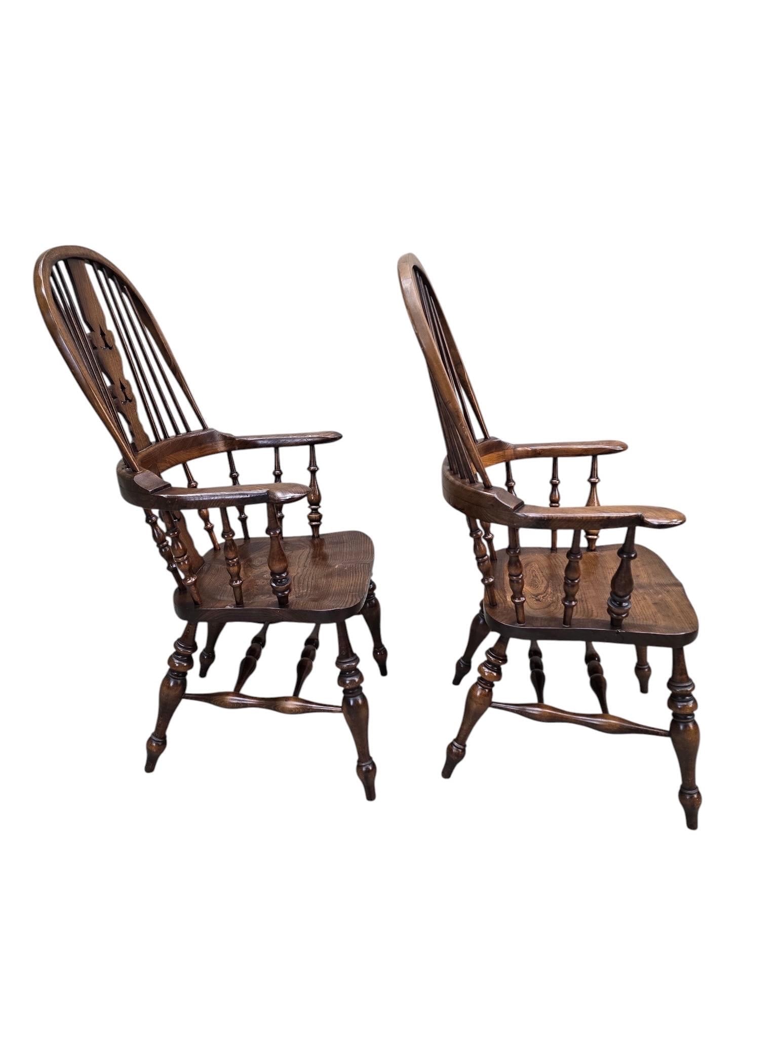Antique Victorian Quality Yew Wood Broad Arm Windsor Chair - 6