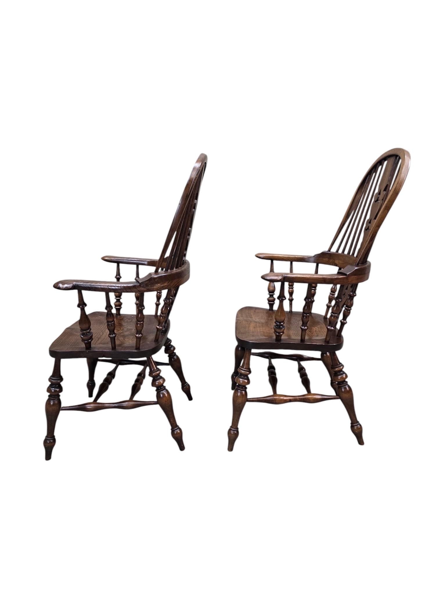 Antique Victorian Quality Yew Wood Broad Arm Windsor Chair - 7