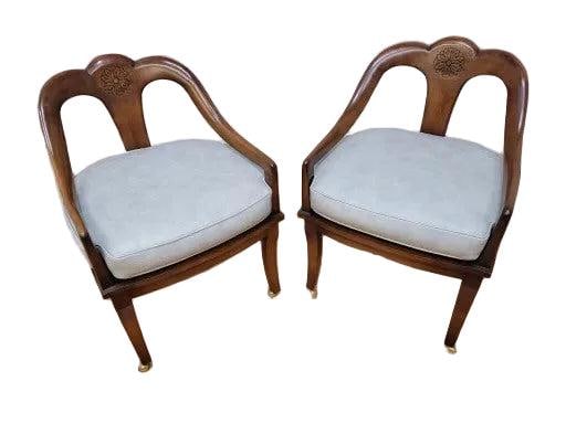 Vintage Regency Neoclassical Style Klismos Style Walnut Chairs - 4 - 2