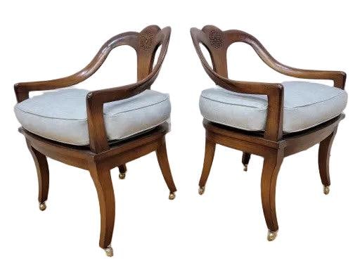 Vintage Regency Neoclassical Style Klismos Style Walnut Chairs - 4 - 4