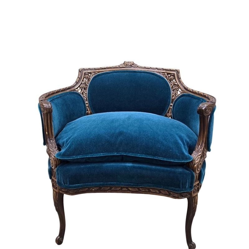 Antique French Louis XV and Louis XVI Style Armchairs Newly Upholstered - Set of 2 - 7