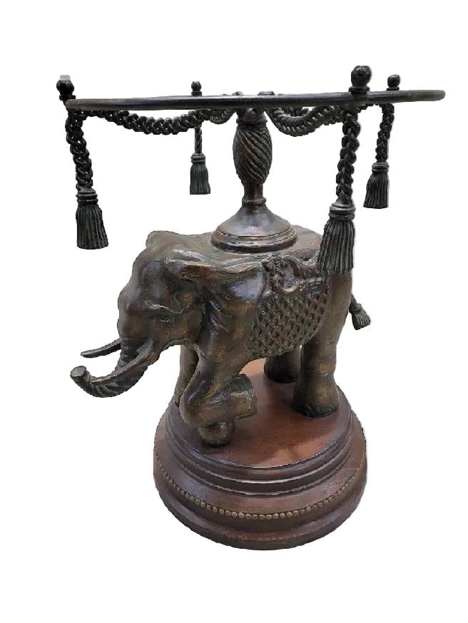 Vintage Erin Lane Bronze Elephant Pedestal Side Table - 2