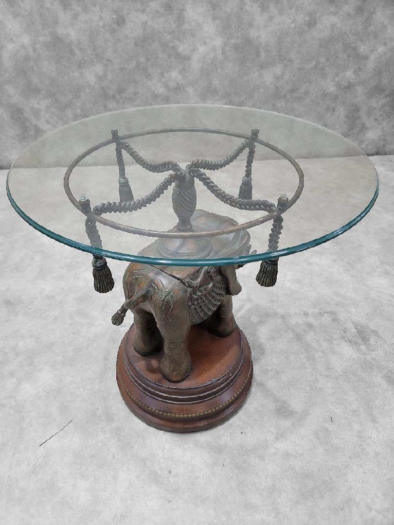 Vintage Erin Lane Bronze Elephant Pedestal Side Table - 3