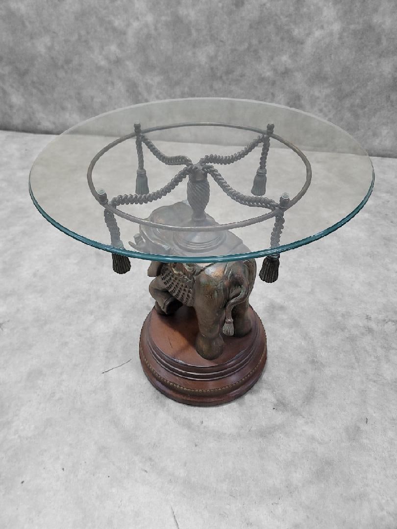 Vintage Erin Lane Bronze Elephant Pedestal Side Table - 4