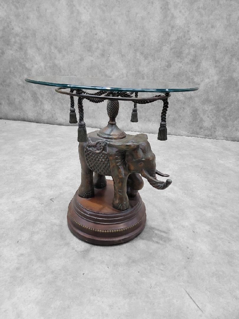 Vintage Erin Lane Bronze Elephant Pedestal Side Table - 5