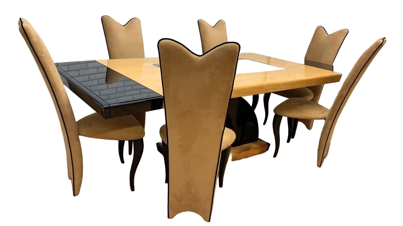 Italian Art Deco Extending Dining Table with 6 Dining Chairs - 3