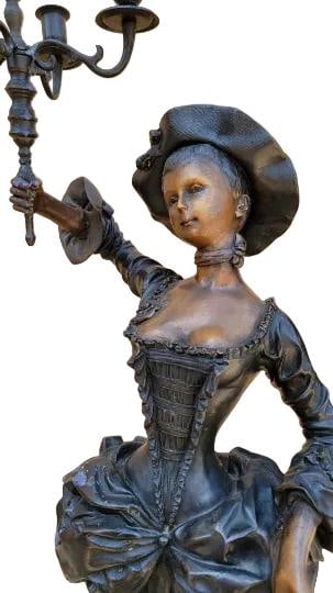 Antique Neoclassical French Spelter Candelabra Statues - Set of 2 - 7
