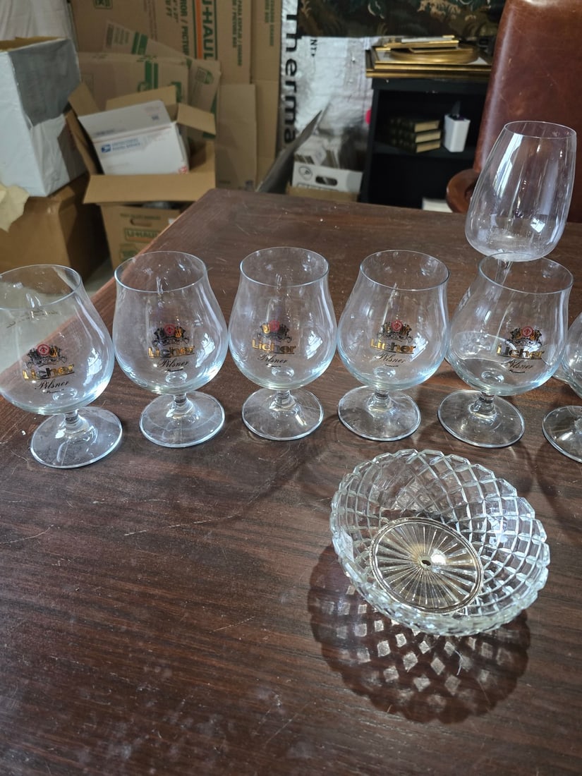 Assorted European Beer Advertising Glasses & Crystal Serving Pieces - 2
