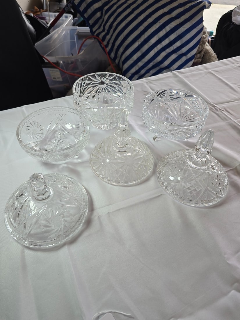 Set of Three Cut Crystal Covered Candy Dishes - 2