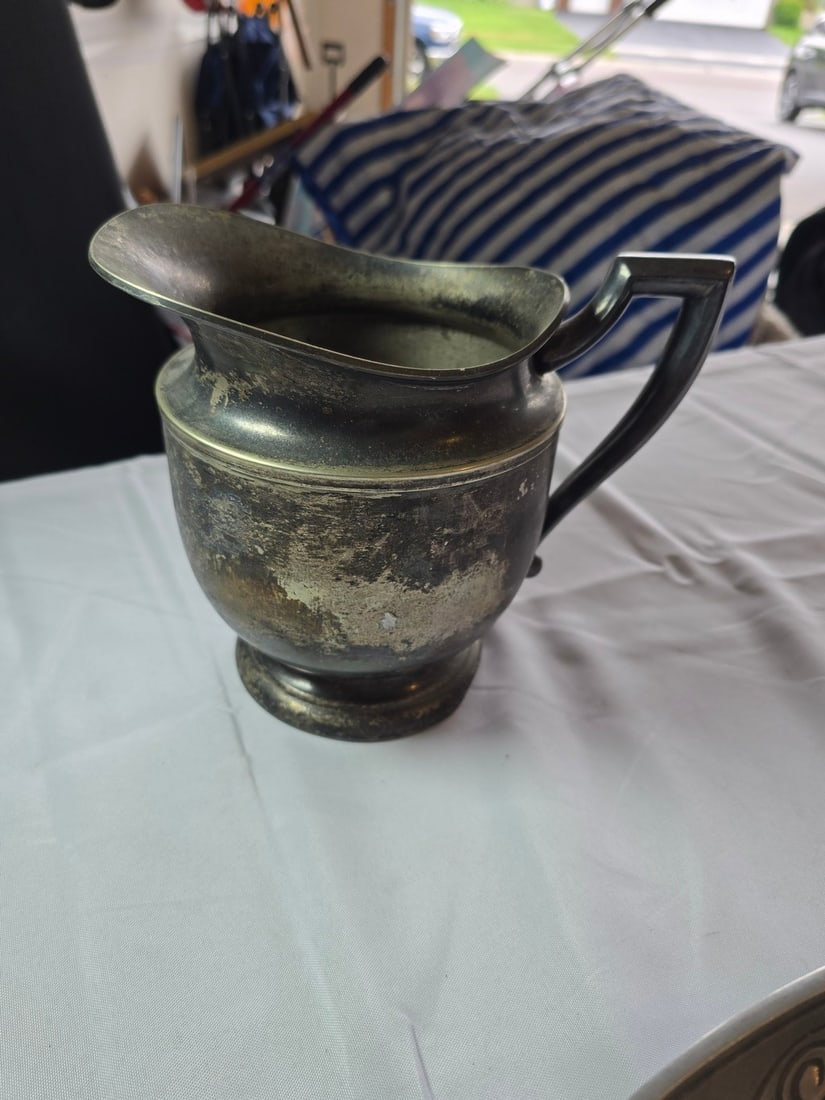 Pewter Pitcher and Dish Set - 4