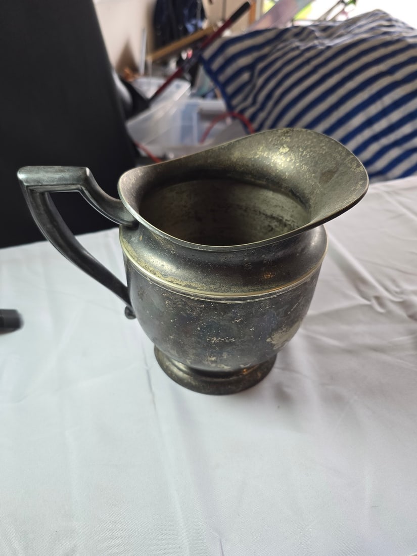 Pewter Pitcher and Dish Set - 5