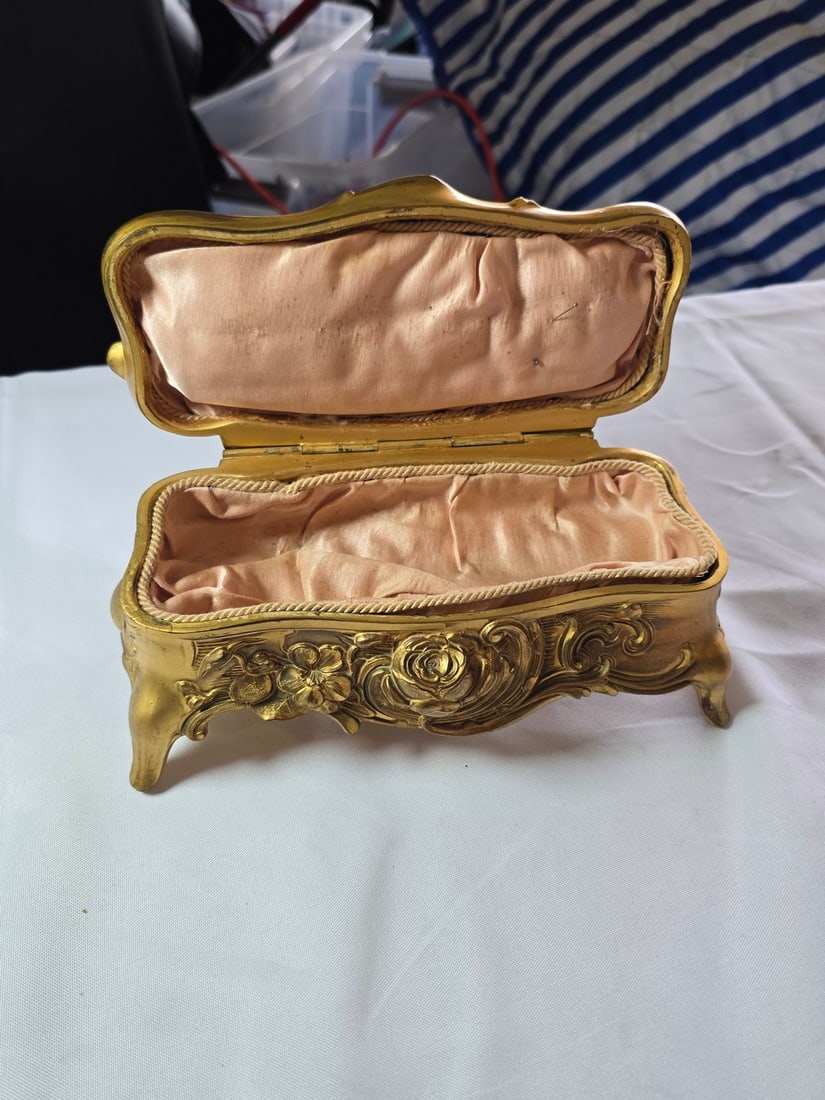 Pair of Gilt Bronze Rococo Style Jewelry Caskets - 2