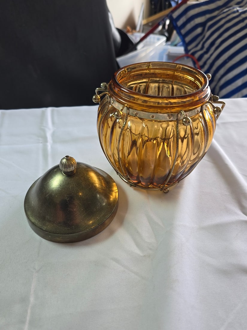 Collection of Vintage Brass and Glass Items with Eagle Sculpture - 2