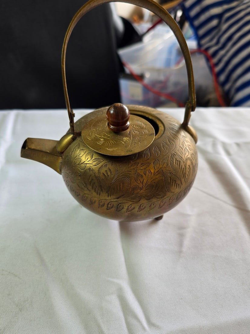 Assorted Decorative Brass & Metalware Collection - Teapot, Inkstand, Zodiac Tray & More - 2