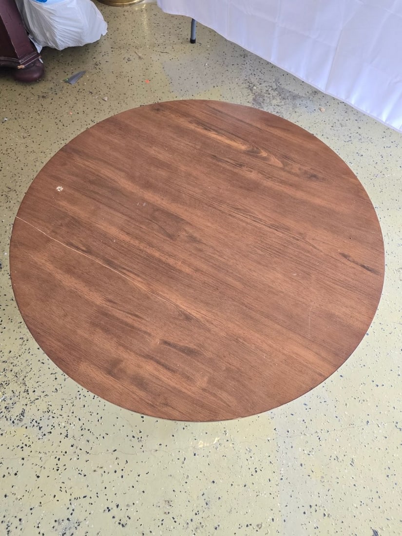 Mid-Century Modern Round Walnut Coffee Table - 2