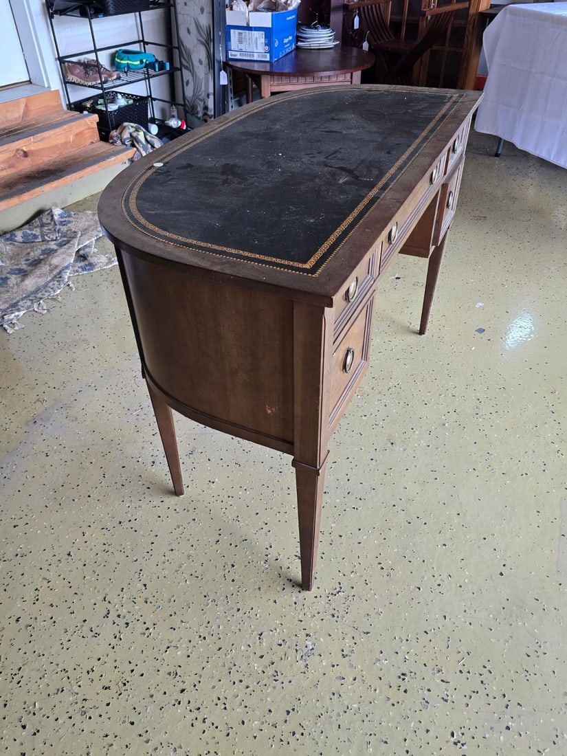 Regency Style Demi-Lune Desk with Tooled Leather Top - 2