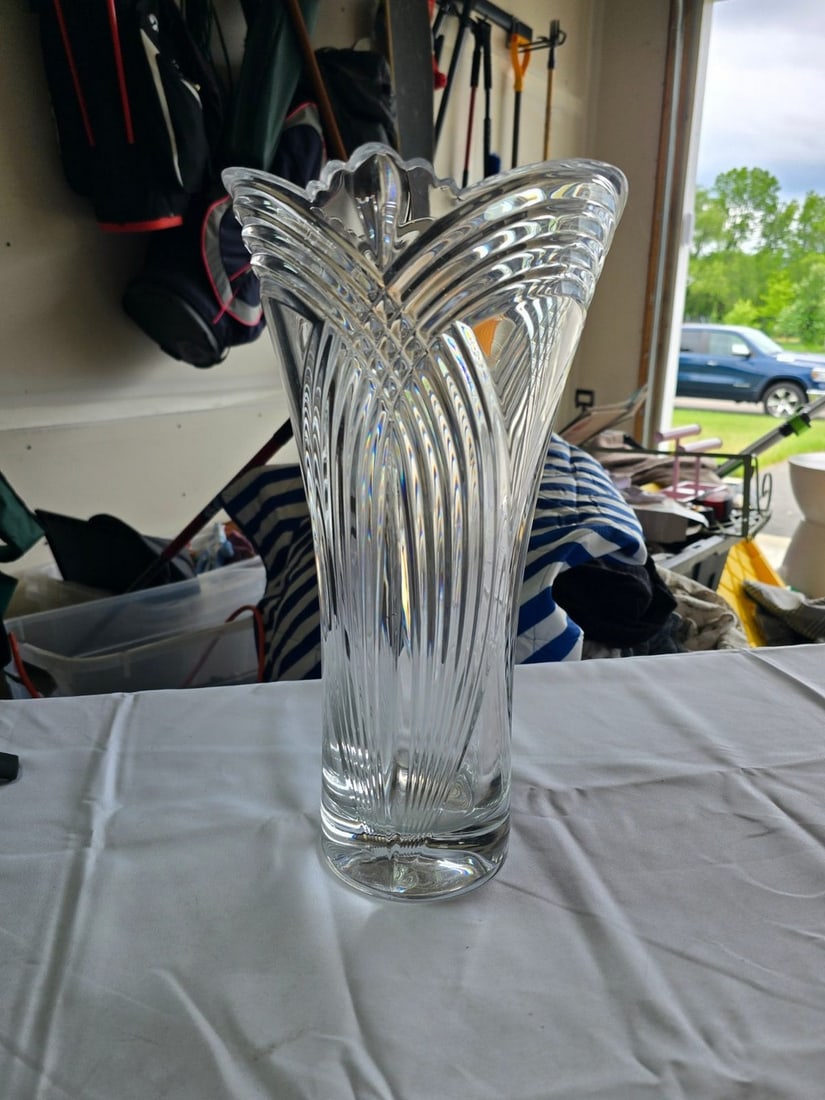 Three Piece Crystal Glassware Set, Including Two Vases and a Pitcher - 2