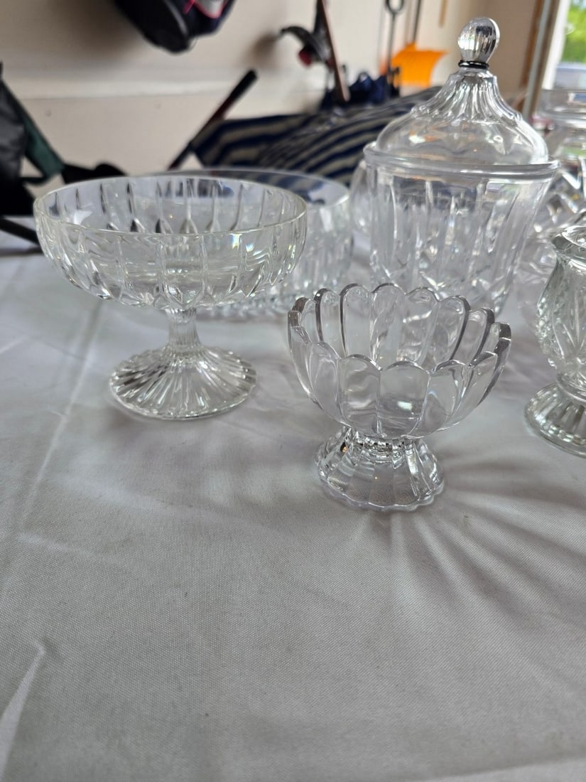 Collection of 11 Cut and Pressed Glass Serving Dishes and Jars - 2