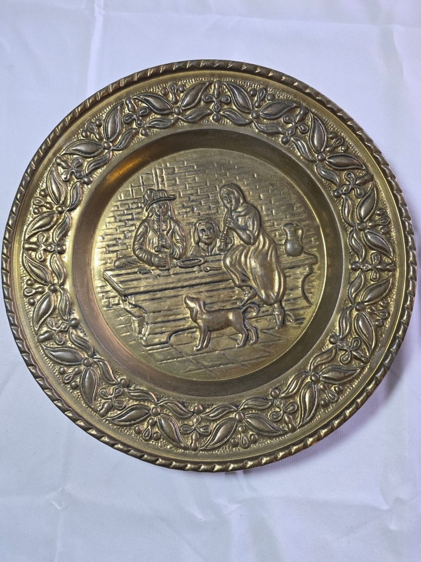 Set of Four Brass Decorative Wall Plates - 4