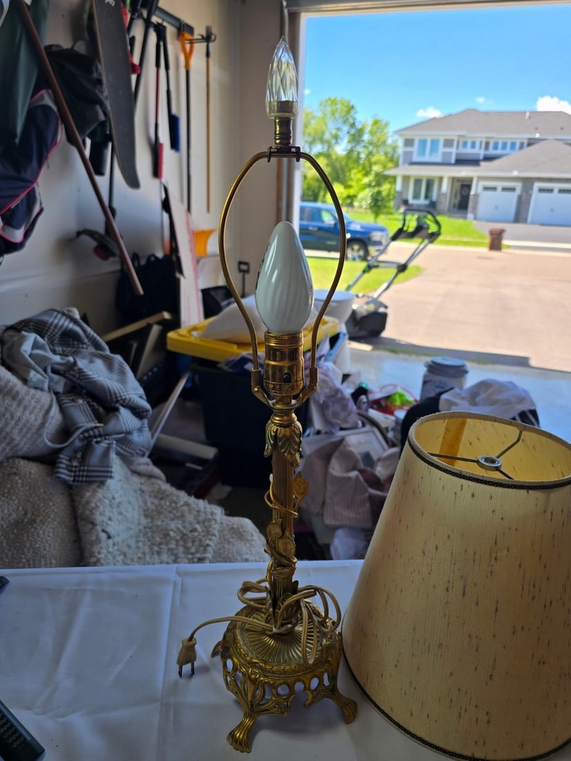Gilt Metal Table Lamp with Assorted Lamp Shades - 2