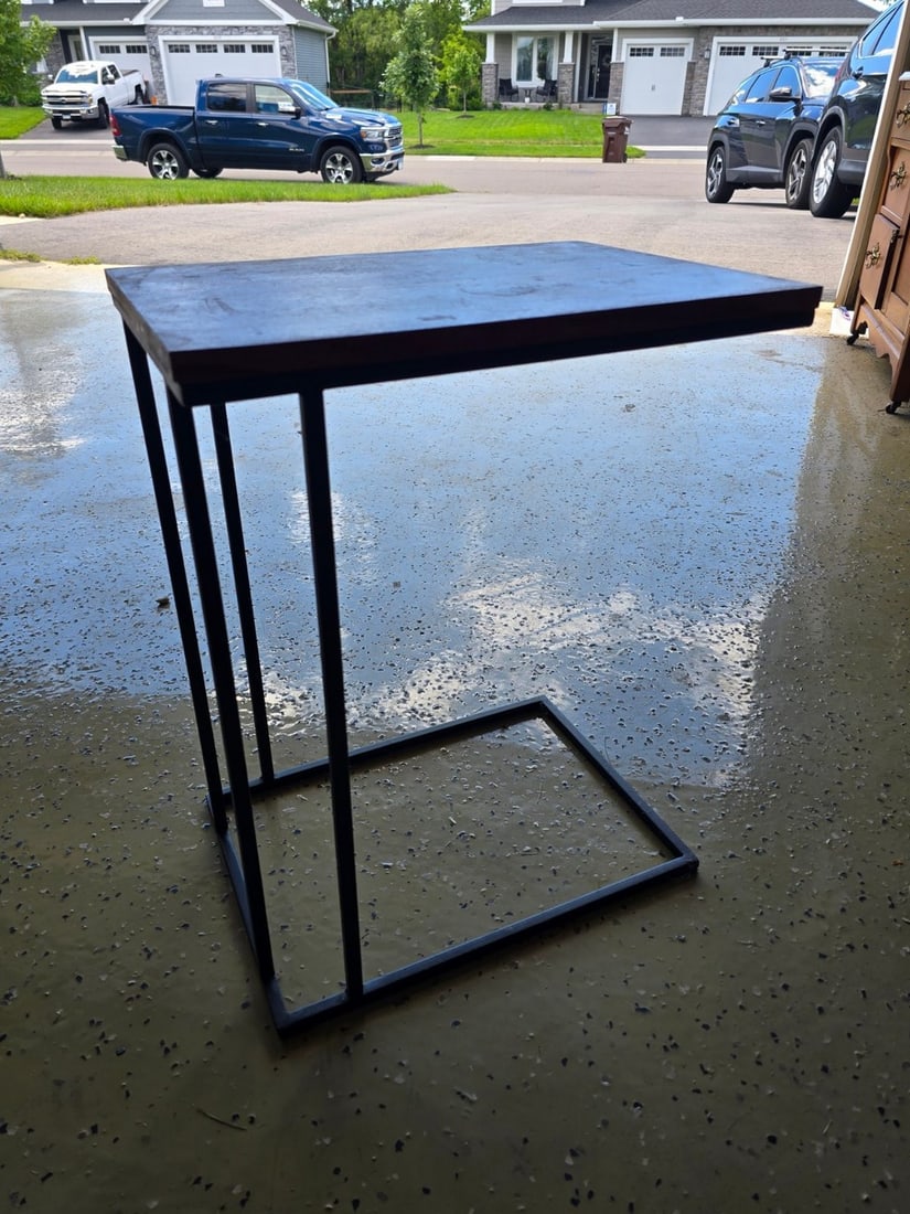 Industrial Style Side Table with Detachable Iron Magazine Rack - 3