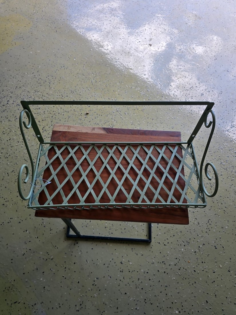 Industrial Style Side Table with Detachable Iron Magazine Rack - 5