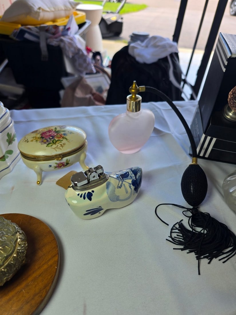 Collection of Decorative Collectibles including Boxes, Perfume Bottles, Lighter, and Knobs - 3
