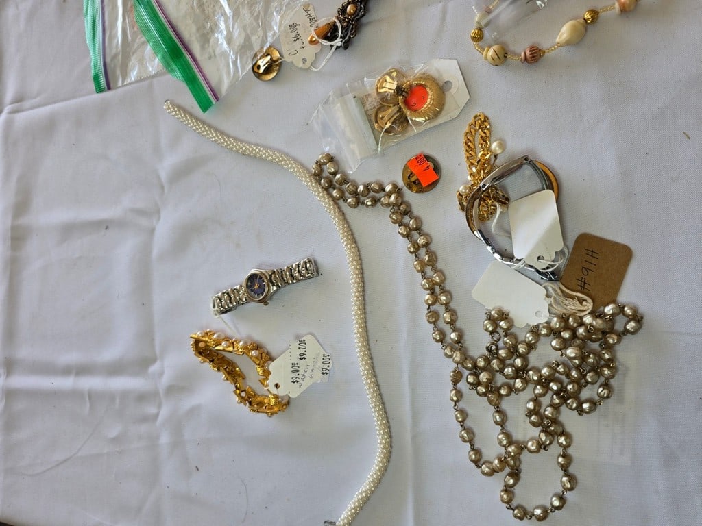 Collection of Vintage and Costume Jewelry with Wicker Basket - 2