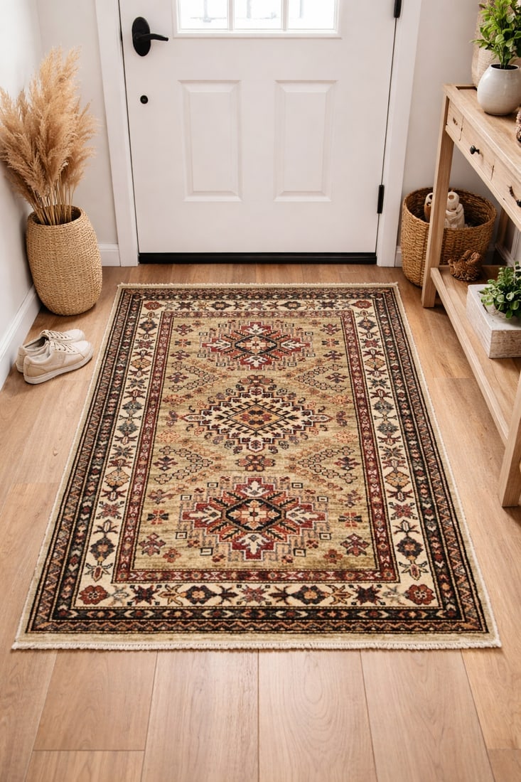 Beige Tribal Geometric 3X4 Kazak Pakistan Oriental Rug - 3