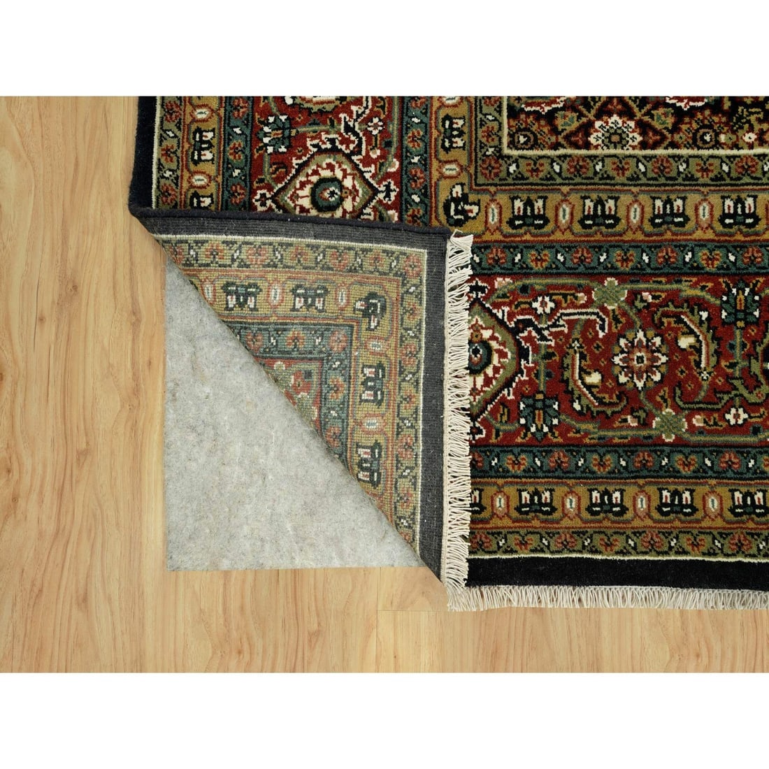 Jade Black Fish Pattern Herati Wool Hand Knotted Oriental Rug - 4
