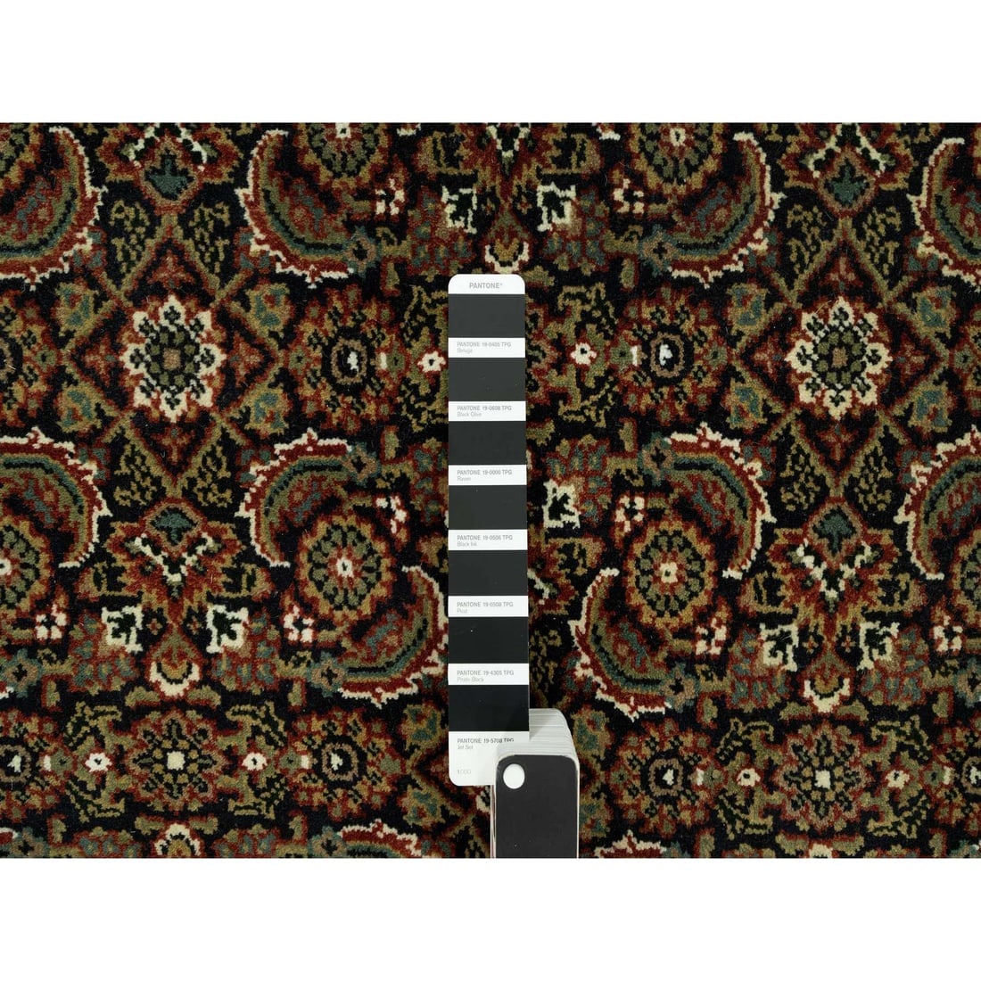 Jade Black Fish Pattern Herati Wool Hand Knotted Oriental Rug - 7