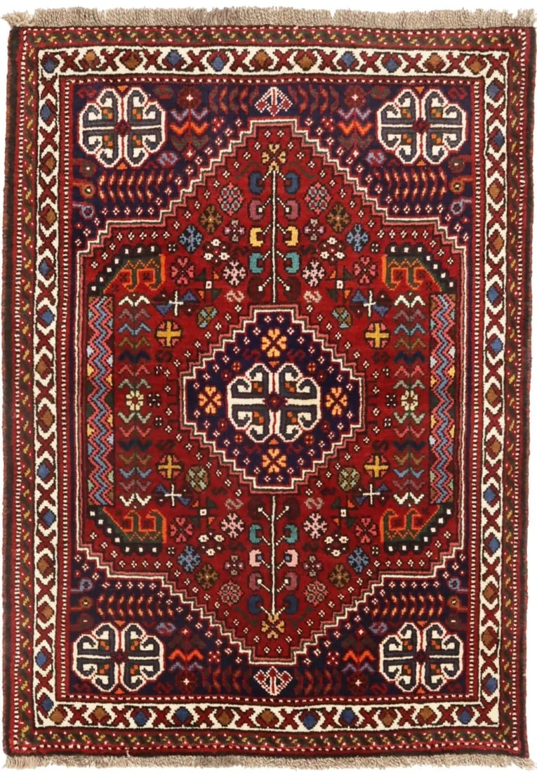 Red Tribal 3'5X5 Shiraz Persian Rug - 2