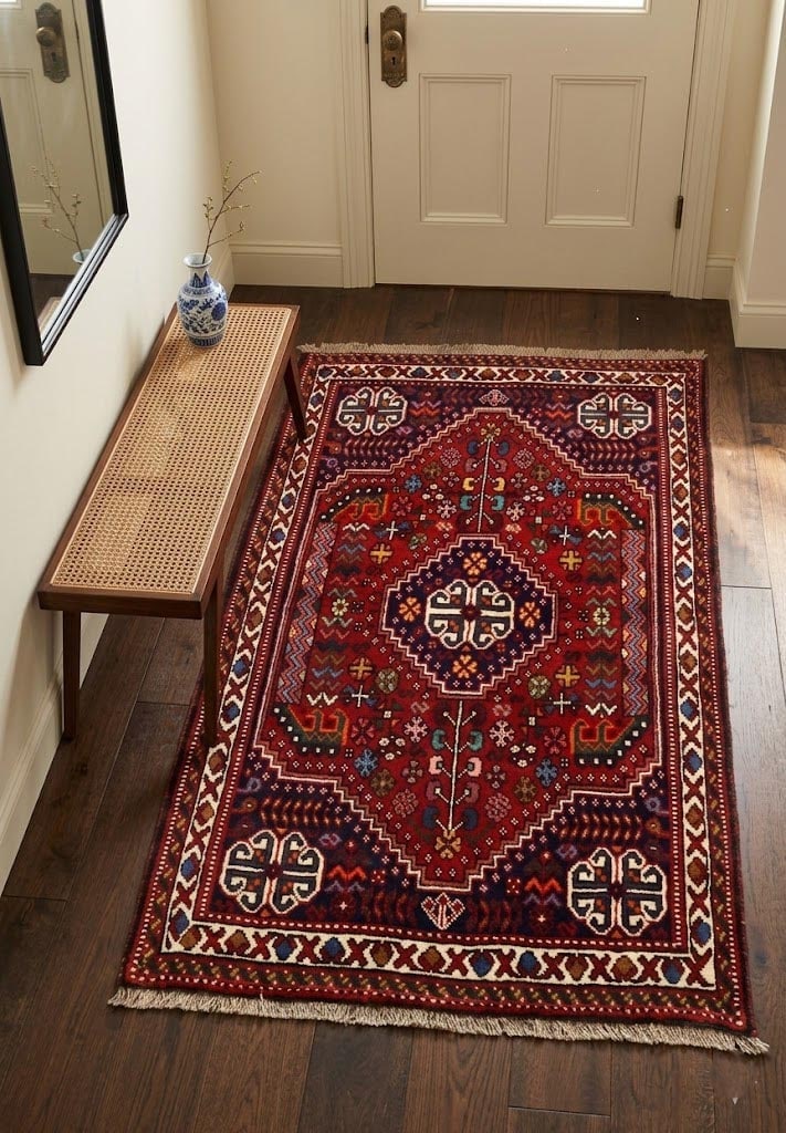 Red Tribal 3'5X5 Shiraz Persian Rug - 3