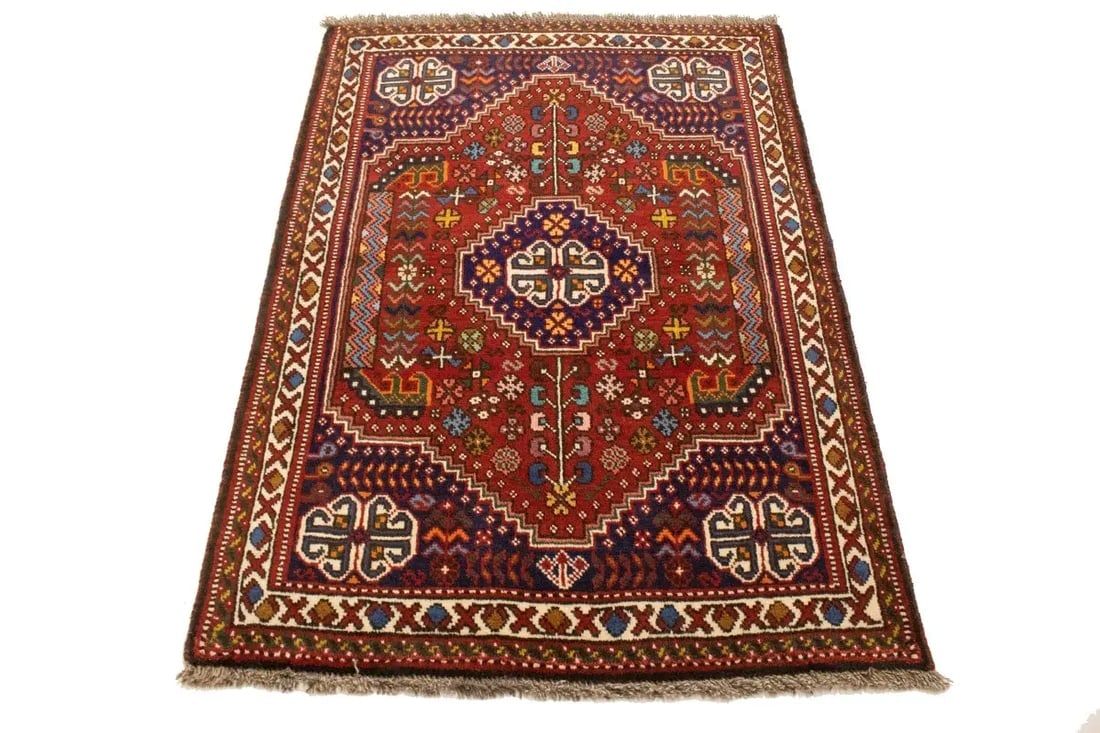 Red Tribal 3'5X5 Shiraz Persian Rug - 4