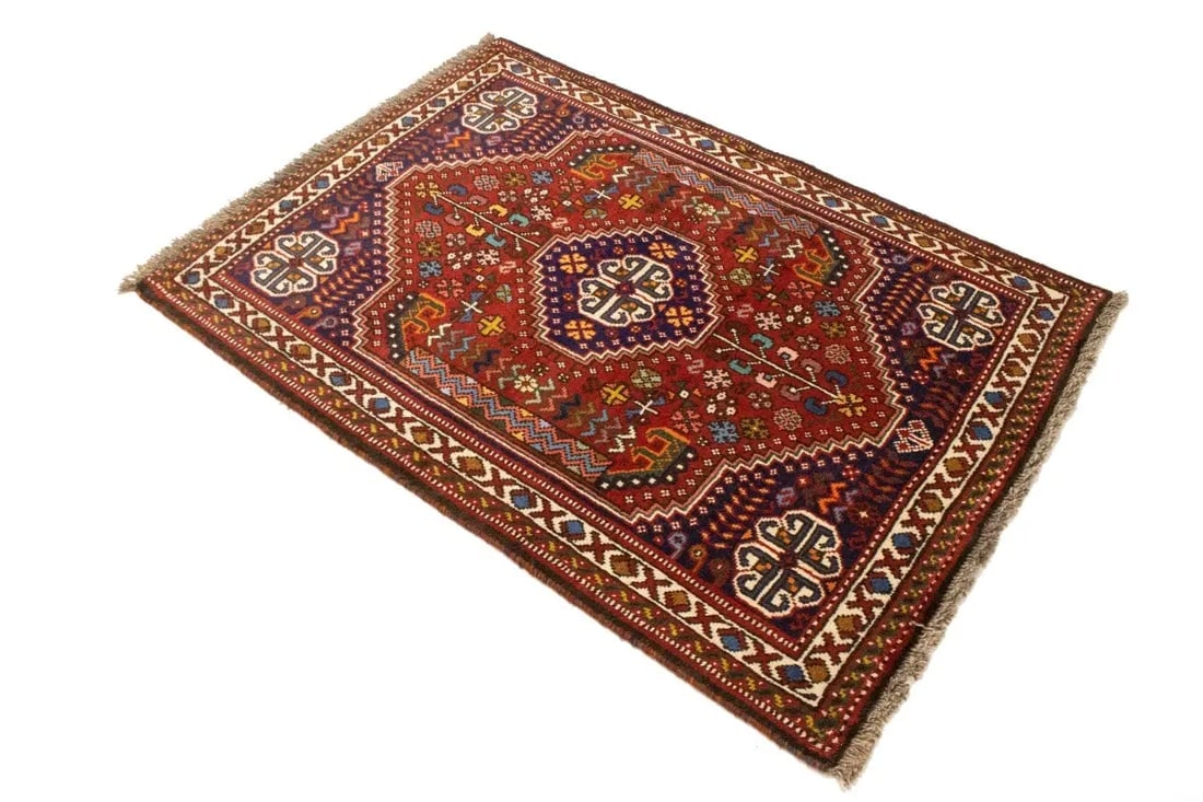 Red Tribal 3'5X5 Shiraz Persian Rug - 5