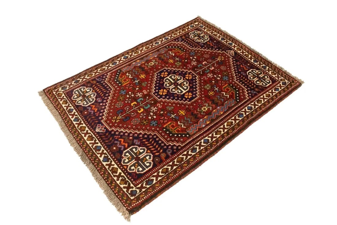 Red Tribal 3'5X5 Shiraz Persian Rug - 6