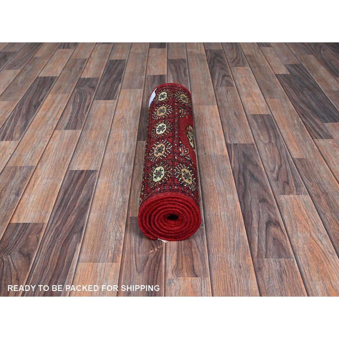 Red Princess Bokara Tribal Medallions All Wool Hand Knotted Runner Rug - 5